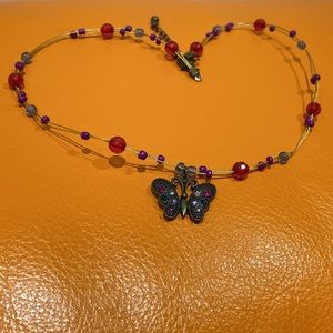 Silver & gemstone beaded necklace.